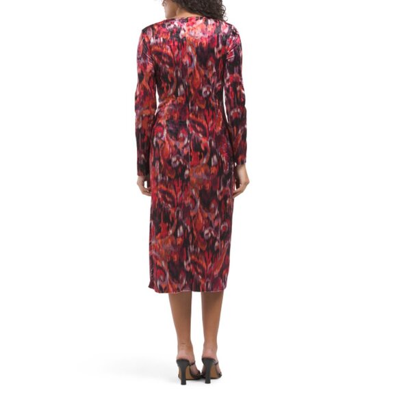 JULIA JORDAN Black Multi Crushed Panne Velvet Midi Dress - Picture 2 of 2